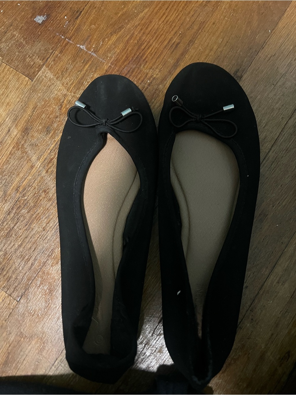 Ardene Black Ballet Flats with Bow Accent